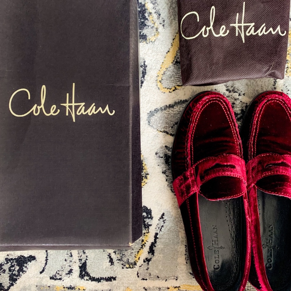 Mens Cole Haan Air Monroe Penny Bordeaux Velvet